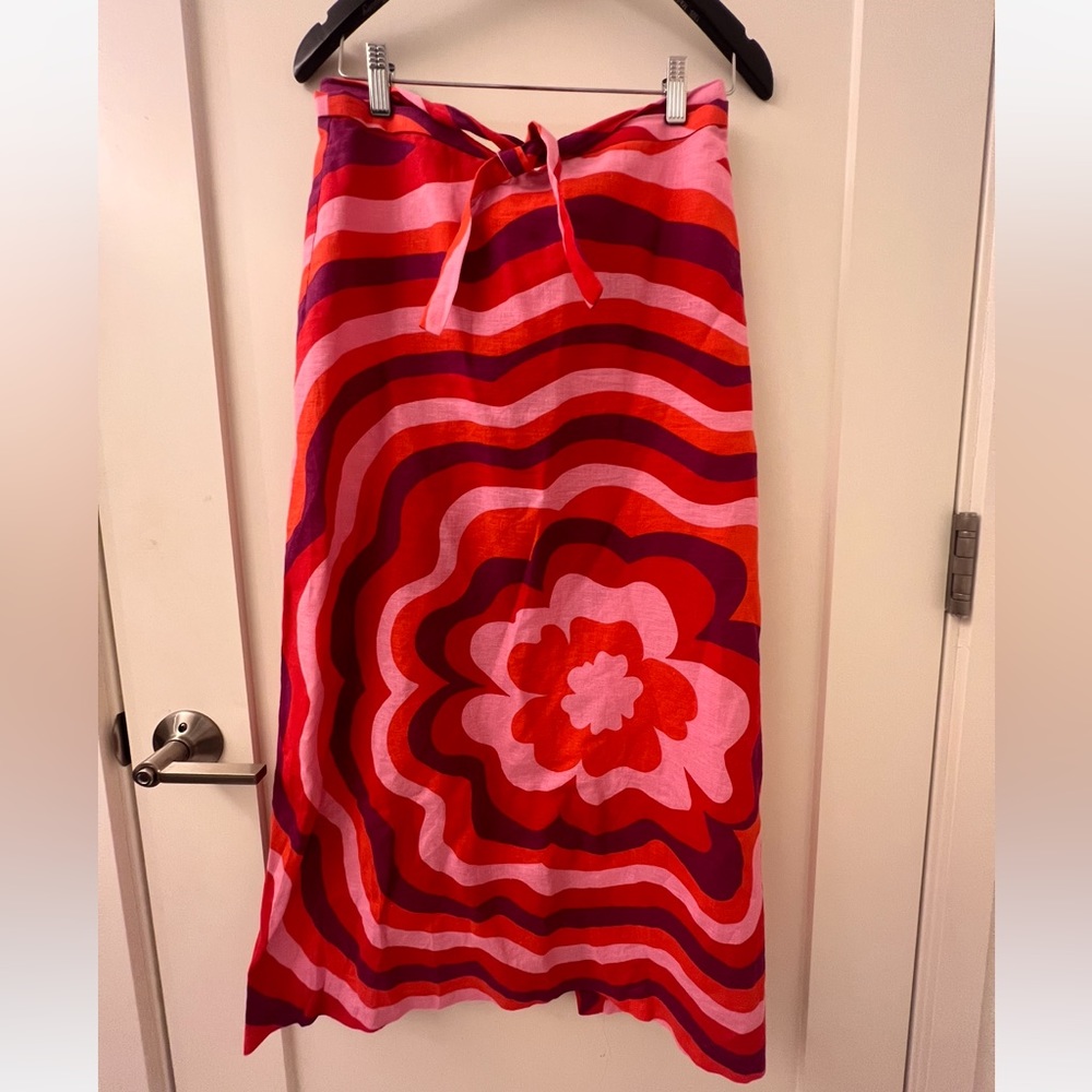 Zara floral printed linen midi skirt